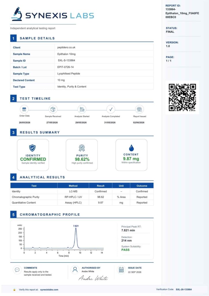 Epithalon 10mg certificate preview