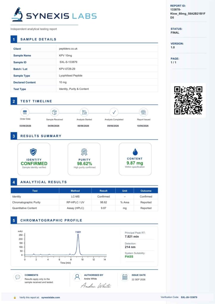 KPV 10mg certificate preview